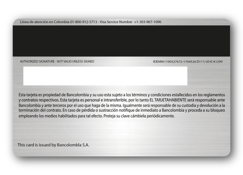BANCOLOMBIA VISA PLATINUM BACK_CENTURION